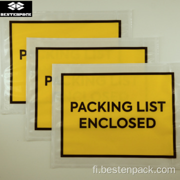 Pakkausluettelo Kirjekuori 5,5x7 tuumaa kokonaan painettu keltaiseksi